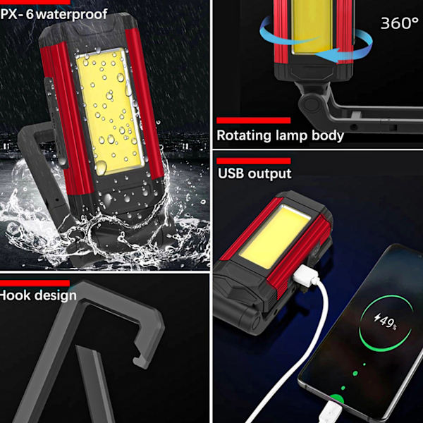 1 stk COB arbejdslys LED vedligeholdelseslys med magnetisk USB