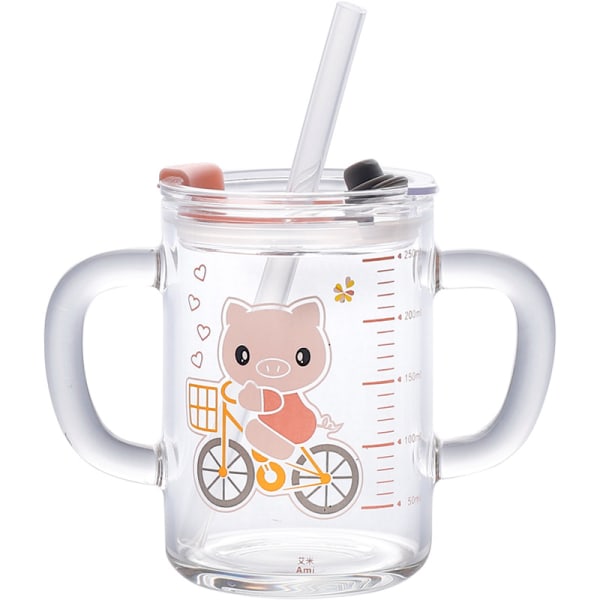 Inlärningskopp med halmsilikon Barn Baby Glas Mjölkkopp Vatten