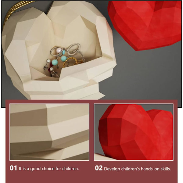 1 stk 3D Origami Hjerte 3D Origamipapir 3D Papirmodell