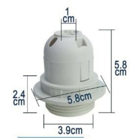 Set med 10 E27 termoplastiske enkelt ring stikkontakter Hvit