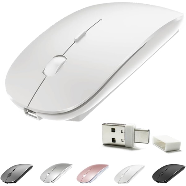 Oppladbar Bluetooth-mus/Bluetooth 3.0/5.2+USB-2.4G/Type-C, Bluetooth-mus for MacBook pro/MacBook air/Laptop/i