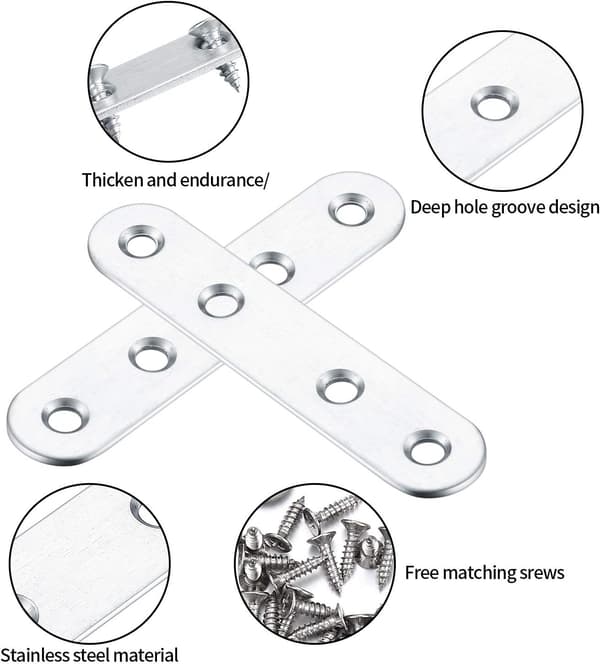 14-pack platt stödplatta, rostfritt stål reparationsplatta,