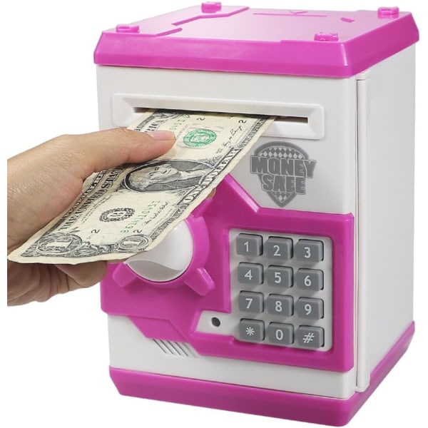 Elektronisk pengaburk med automatisk dispenser, (Rosa) Mini ATM Safe,
