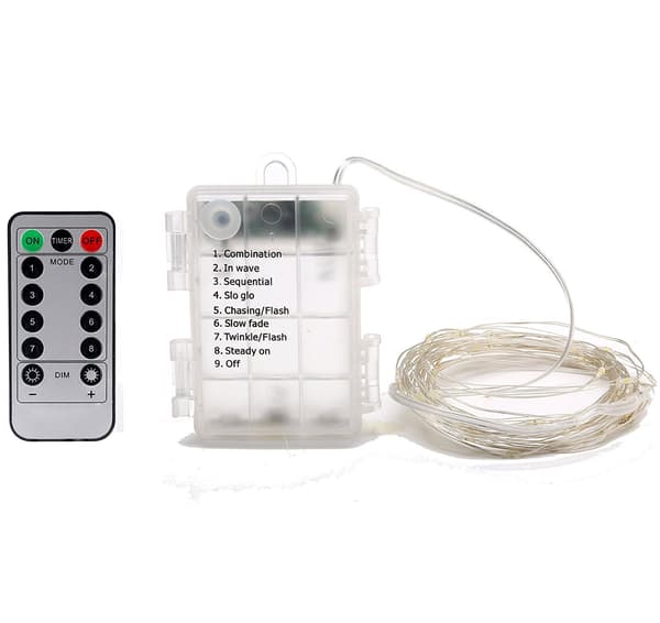 2-pak batteri-drevne julelys, 10 meter 100 LED