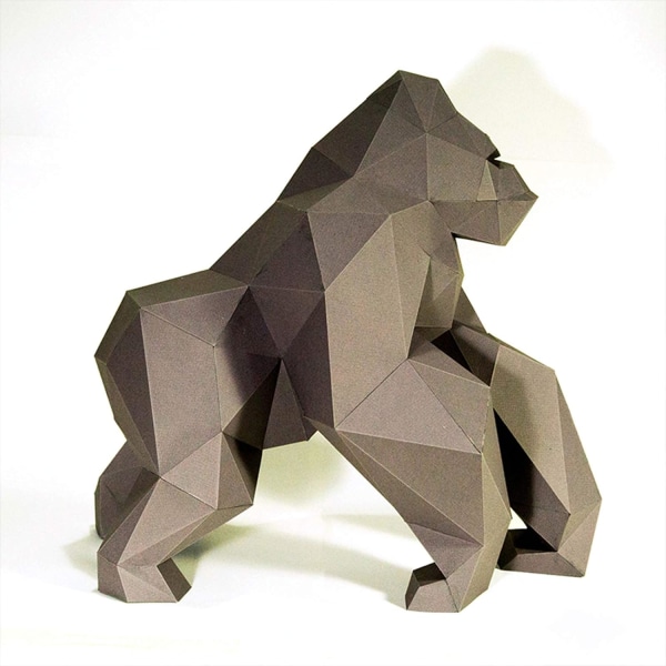 1 stk 3D Gorilla Papirskulptur Håndlaget DIY Dyrepapirmodell