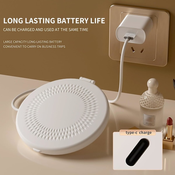 Kompakt Speil med LED-lys, Reisespeil, 1X/5X Forstørrelse LED Lommespeil med USB-datakabel, Mini Speil