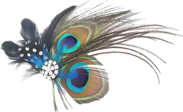 2 stk. Mode Peacock Fjer Hårklip Hårnål Aften