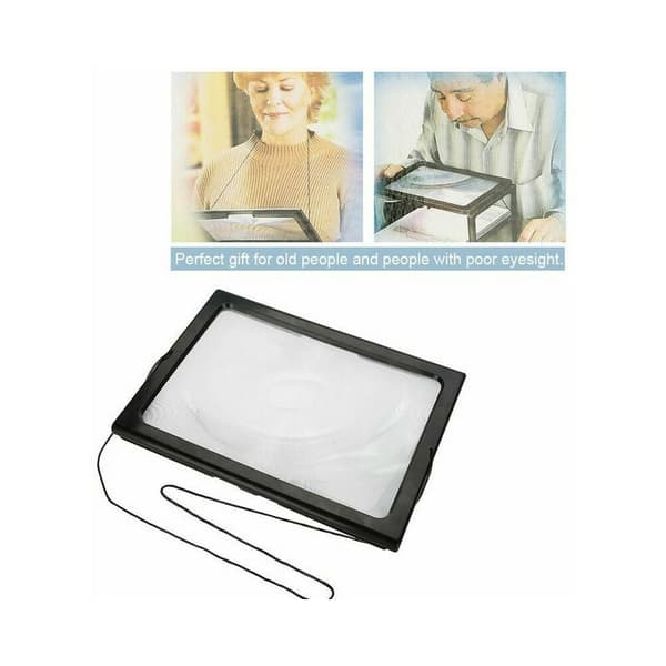 LED-luppe, ultra tynd, foldbar avis A4 fuldside forstørrelsesglas