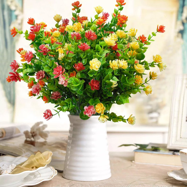 6 st UV-resistent konstgjorda blommor i plast för utomhusbruk