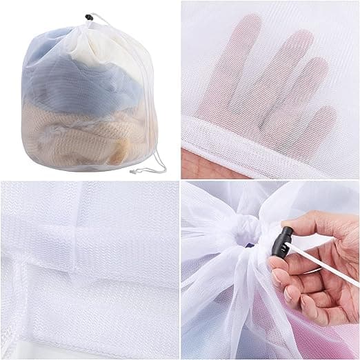 3-pack finmaskigt polyesternät med dragsko för underkläder,