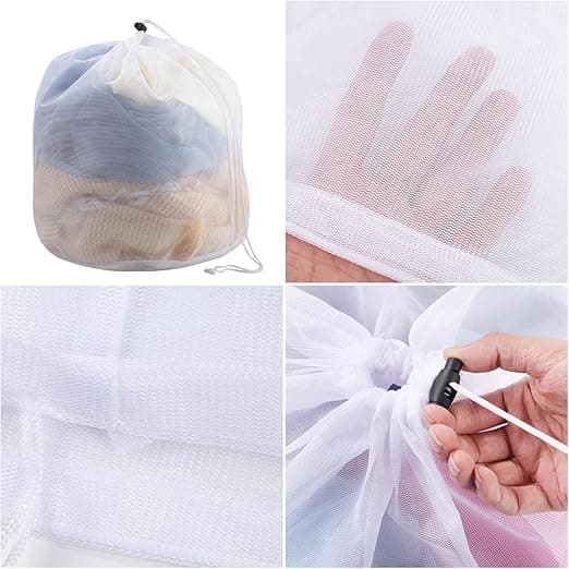 3 Pak Fine Mesh Polyester Trækpose til Undertøj,