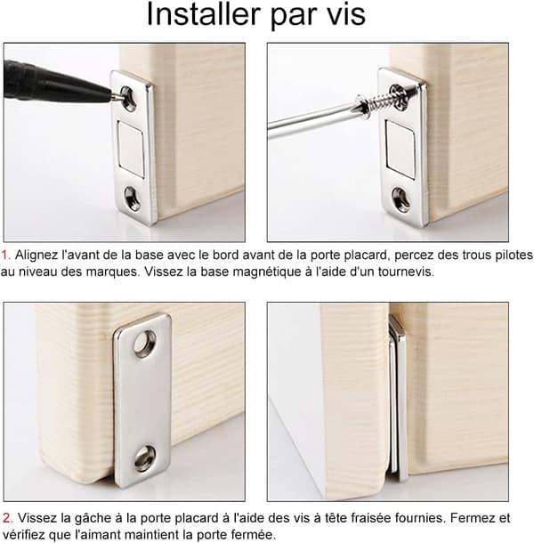 Magnetisk dørmagnetsett med 6 ultra tynne rustfrie stål