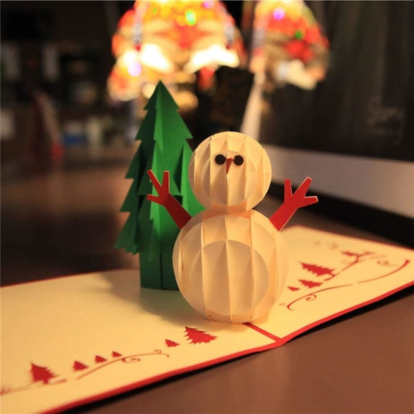 1 bit 3D julkort visas snögubbe julgran hälsning