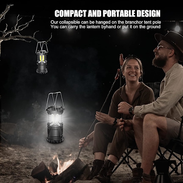 LED-leirilyhty, 350LM Kannettava Leirilyhty Metallisella Kahvalla