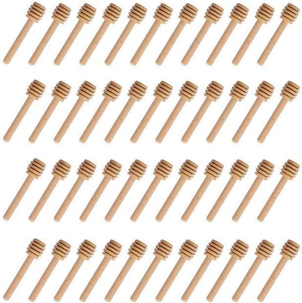 Paket med 100 Mini Trähonungskoppar 8cm Honungsstav Rör
