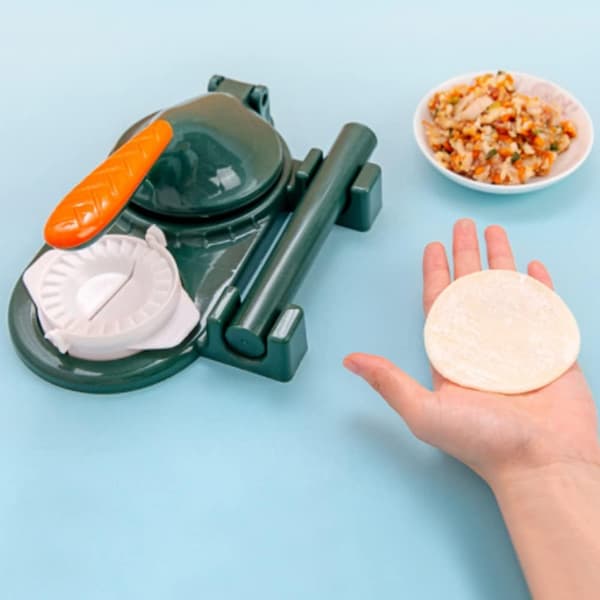 1 grønn multifunksjonell dumplingskinnpresse for