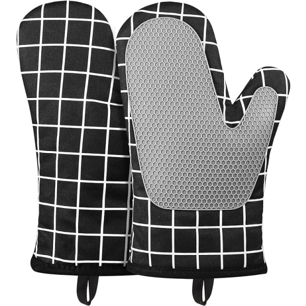 Oven Gloves, Silicone Cotton Oven Gloves Heat Resistant and