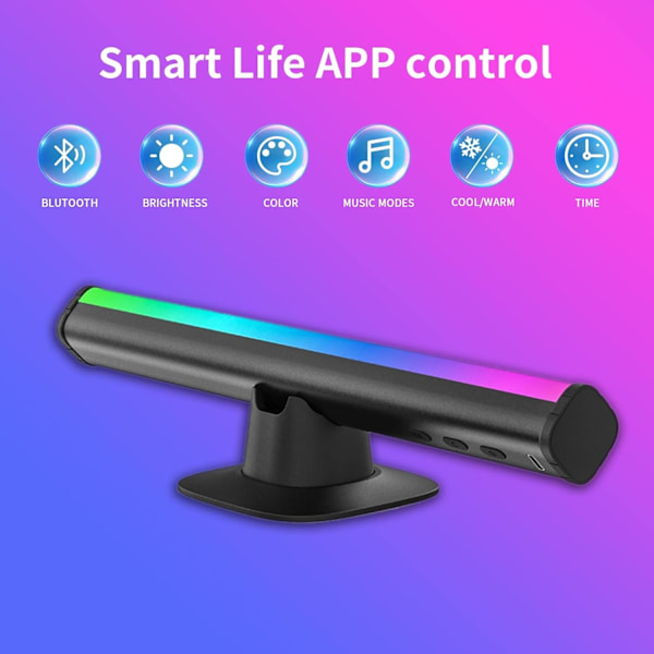 Smart LED Lysbar, Gaming Lys Ambient Belysning Bluetooth Farve Lysbarer