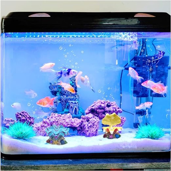1 Blå Skaller Aquarium Boble Dekorationer Harpiks Fisketank Boble