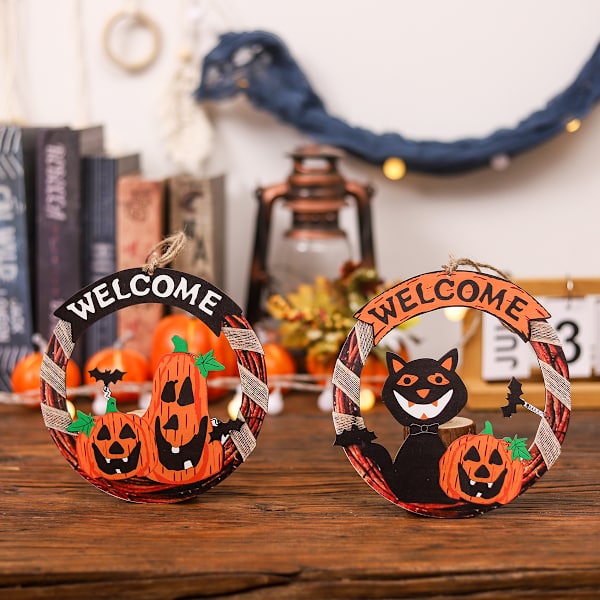 2 kpl Halloween-juhlan koriste-esineitä, piirretty kurpitsa