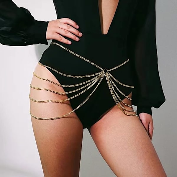 Hopeainen tupsuvyöketju kristalli body chain strassinen vatsa