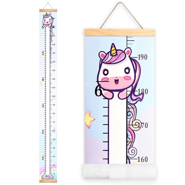 Baby Vækst Højde Chart Hængende Lineal Væggen Dekoration til Børn, Canvas Aftagelig Højde Vækst Chart 79\" x 7.9\" (Enhjørning)
