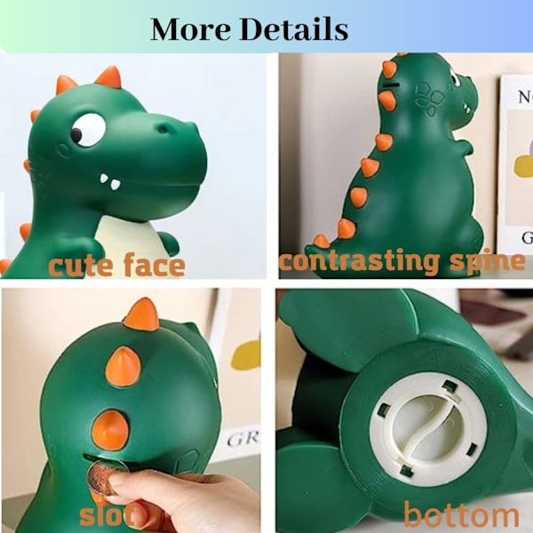 Dinosaurie Spargris, Okrossbar Plastpengaburk för Barn, Söt Spargris för Pojkar, Bästa Jul- och Födelsedagspresent