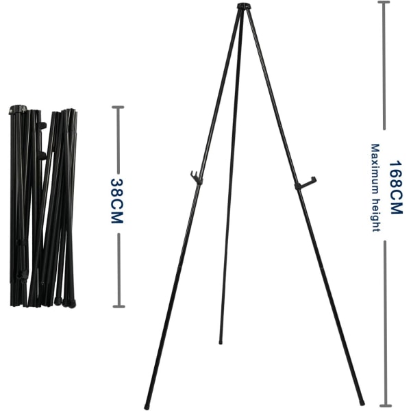 1 stk. (Sort) Kunststaffeli, Foldbart Tripod Staffeli, Bærbar Gulv