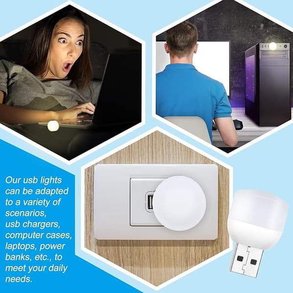 16 stk. Varmt Hvit Mini USB Nattelys Pære Plug-in USB