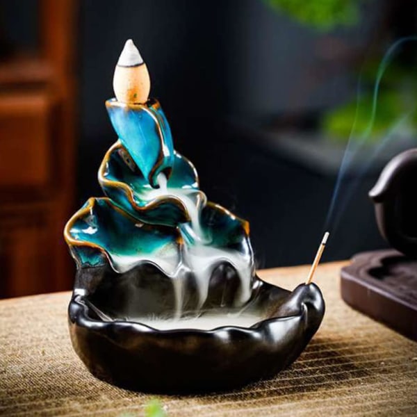 1 st Keramisk rökelsehållare Backflow Hantverk Lotus rökelse