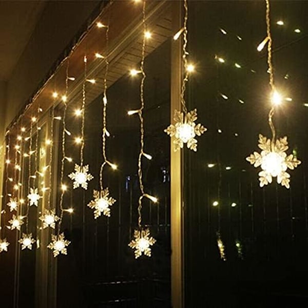LED-verhovalot, 13ft/4M 96 LED lumihiutaleverhovalot pistokkeella, muistitoiminnolla, ikkunan verhovalot 8 tilalla