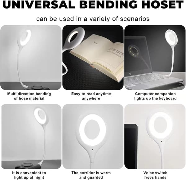 1 stk Stemmekontrollert nattlampe, USB Intelligent Stemme