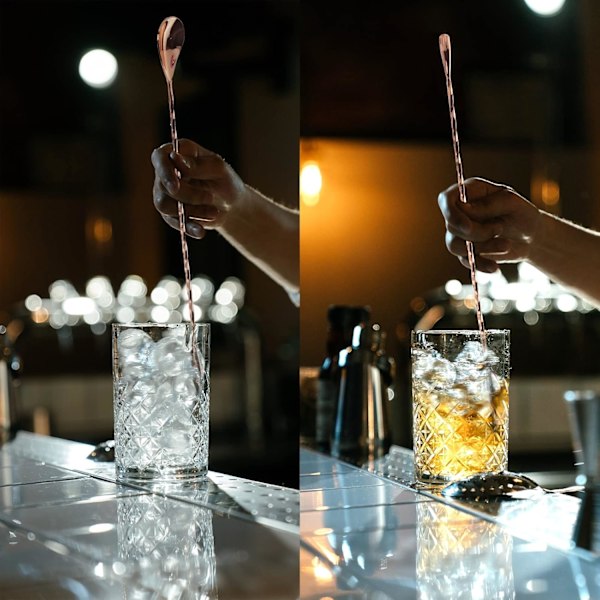 2 st 12 tum Bar Spoon, Långskaftad Blandningsomrörare för Dryck, Roséguld