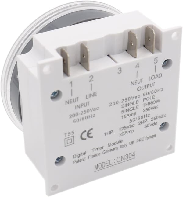 Veckovis programmerbar digital LCD-timer 220V 16A SPST 4 CN304, 1 HP 125VAC, 2 HP 250VAC 20A 30VDC, frekvens 50/60Hz
