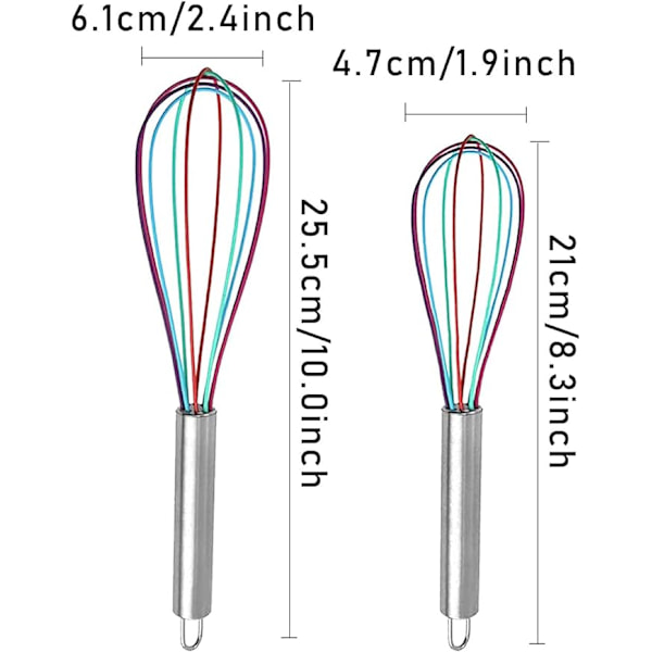 2-pak Silikonpiskeris (25,5 cm & 21 cm), Mini Piskerisæt, Køkkenpiskeris