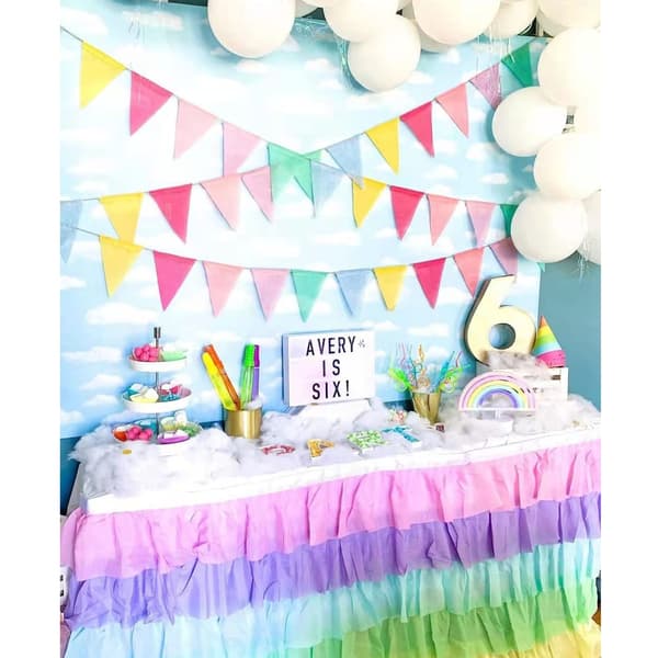 Linneflagor för babyshower, födelsedagsprydnader, väggdekorationer