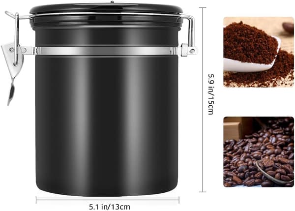 1,5 L Kaffeebøtte, Lufttæt Rustfrit Stål Kaffe Bønne