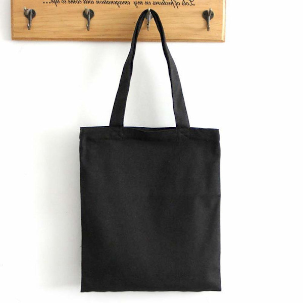1 svart bomulls tote canvas väska