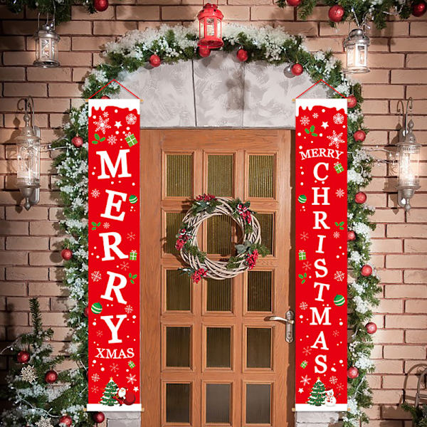 1 Pak Merry Christmas Banner Skilt - Julepynt til Dør