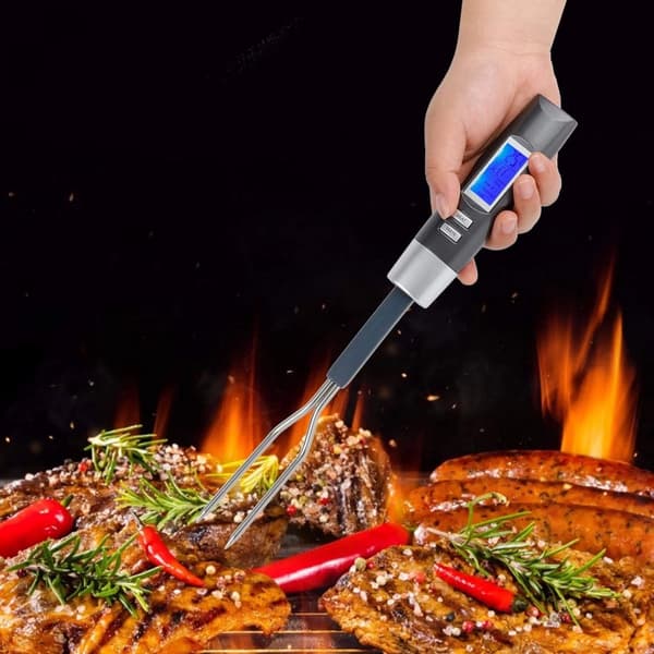 Kødmåler, LCD Display Digital Kødmåler Gaffel Grill