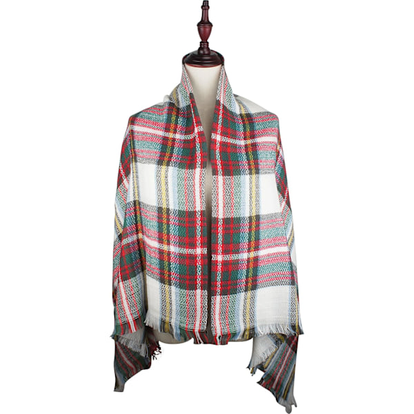 Klassisk Efterår/Vinter Kvinder Tartan Tassel Sjal Varmt Blødt Tykt Stort Sjal