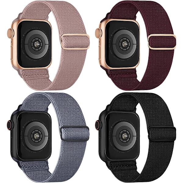 4-pack Stretch Nylon Elastiska Band Kompatibla med Apple Watch