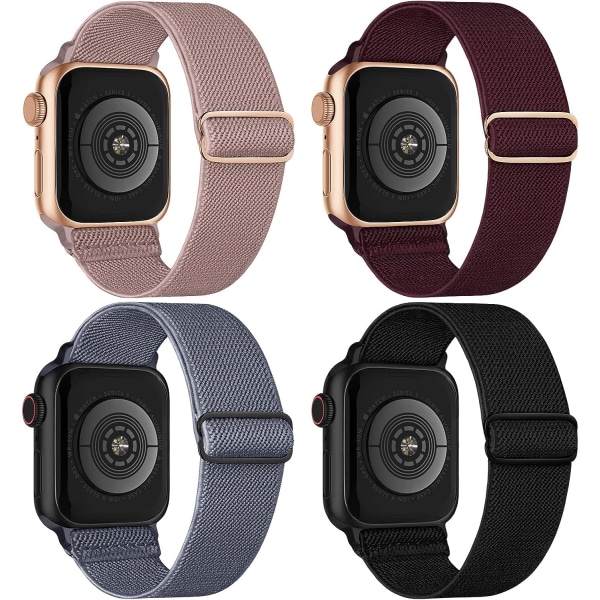 4-pakke elastiske elastiske bånd i nylon som er kompatible med Apple Watch