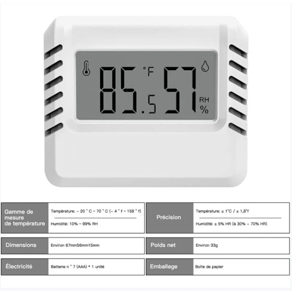Digitaalinen hygrometritermometri, 2 kpl minikokoista sisätermometriä, suuri LCD-näyttö, kannettava, minimi-/maksimitiedot, kotiin, terraarioon, vauvanhuoneeseen, hautomoon, kellariin