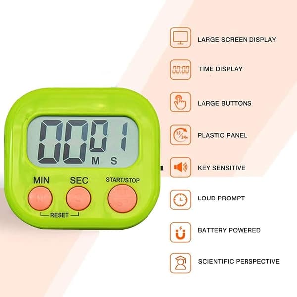 4 stycken magnetiska kökstimer, magnetisk timer med högt alarm