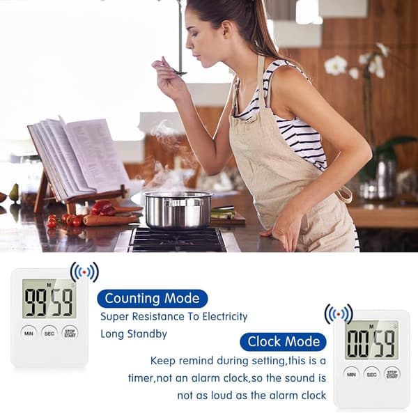 4 stk. Digitale Kjøkkentimer Mini LED Magnetisk Kjøkkentimer
