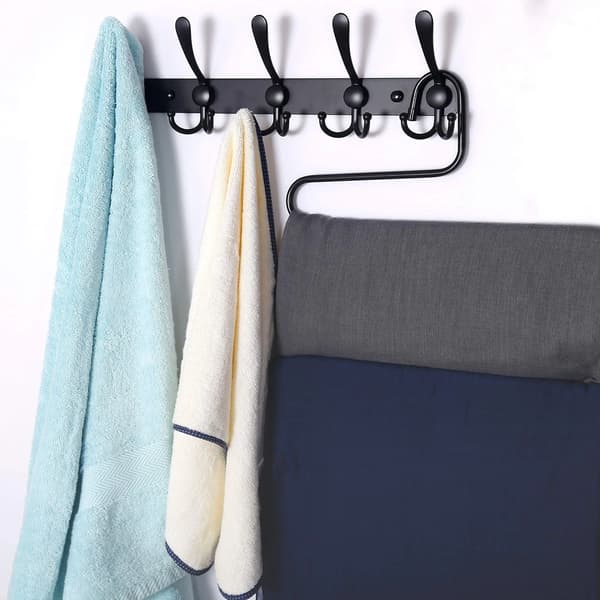 2-pack väggmonterade klädställningar - 5 trippelkrokar, kraftiga