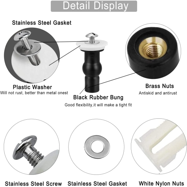 4 stk. Toalettsetehengsel-fester, Toalettlokk-utvidelsesskruer