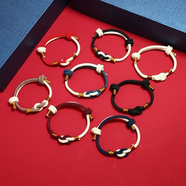 Håndlavet Flettet Charm Knude Armbånd Blandede Farver Vævet Reb Justerbart Armbånd Venskab Par Lykke Beskyttelse