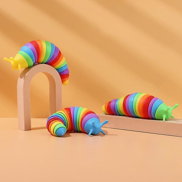 Sensoriska leksaker Ledade fingrar 3DToy Ångest Stressavlastare Kontorsleksak Flexibel Stretch Stim Twisted Rainbow Slug Toy Roliga pedagogiska leksaker Gif